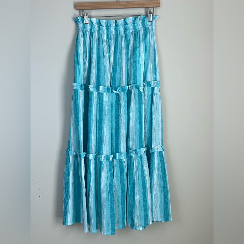 Tuckernuck Prado Maxi Skirt With Pockets Xs Blue White